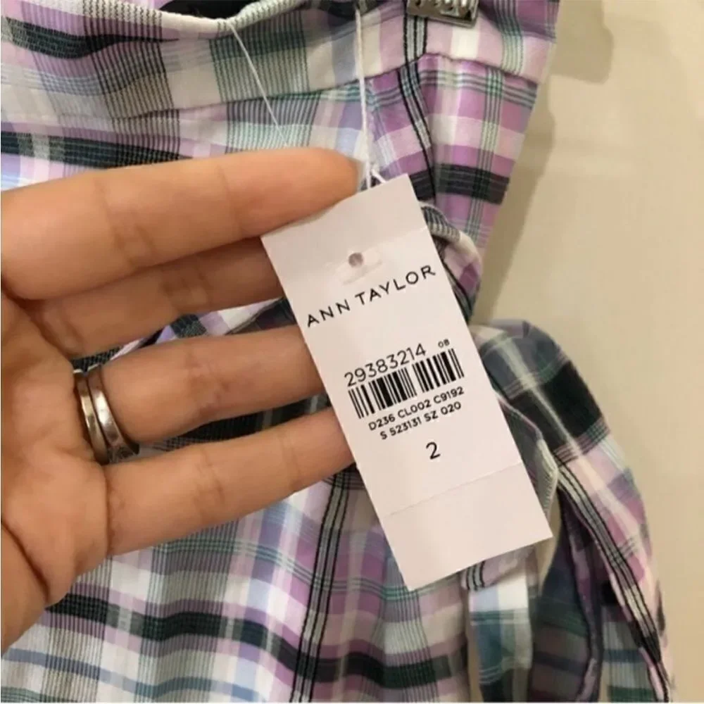 NWT Ann Taylor Plaid Ruffle Trim Women's Skirt